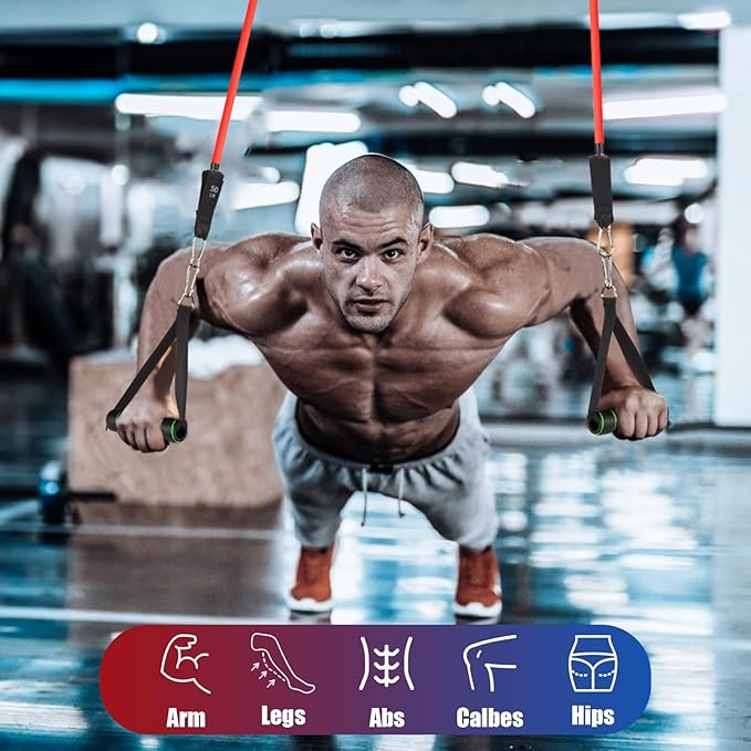 Exercise Resistance Bands with Handles for Working Out, 150/200/250/300 lbs Workout Bands Set with Door Anchor for Physical Therapy, Yoga, Pilates - Bloomnest