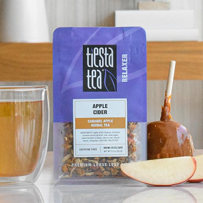 Tiesta Tea Apple Cider, Premium Loose Leaf, Caramel Apple Herbal Tea, Non-Caffeinated, Real Fruit, Herbs and Spices, Relaxing Tea BlendsHot or Iced Brew Up to 20-25 Cups, 2oz Resealable Pouch - Bloomnest