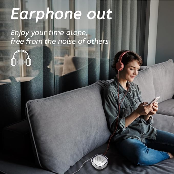 Sleep White Noise Sound Machines with 30 Soothing Sounds 3.5 mm Headphone Jack 5 Timer Settings 32 Precise Volume Memory Function Compact Design Ideal Gift