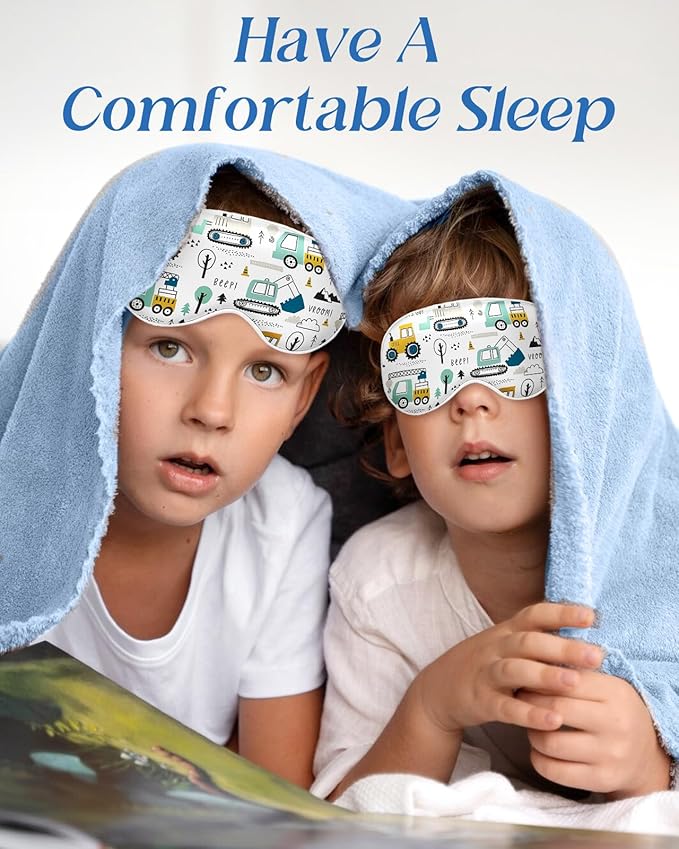 Sleep Mask for Kids - Silk Eye Mask for Sleeping Cute Cartoon Kids Sleep Mask for Boys Girls Teens Soft Smooth Adjustable Straps Silk Kids Eye Cover, Car Element - Bloomnest