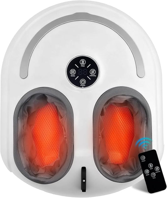 Foot Massager with Heat Shiatsu Feet Massage Machine Deep Kneading Relief for Plantar Fasciitis Air Compression 3 Heat Levels, Relax for Home Office Use, Christmas Gifts for Women Mom Dad White - Bloomnest