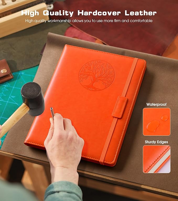 Lined Journal Notebook for Women Men,256 Pages A4 Large Hardcover Leather Journals for Writing,Travel,Business,Work,School,College Ruled Notebooks for Note Taking, Diary Notepad 8.6"×11" - Bloomnest