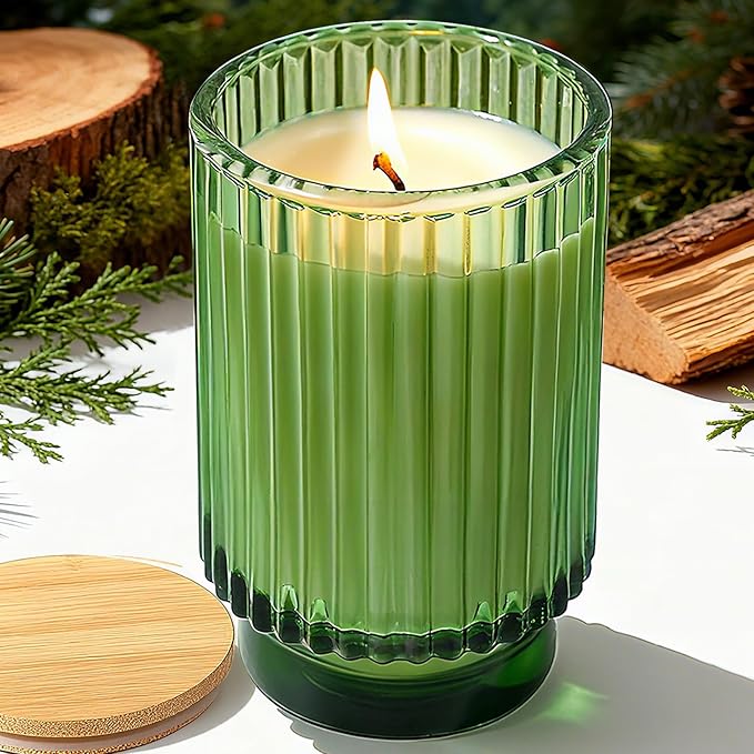 Balsam Cedar Scented Candle for Home, Winter Christmas Soy Candle for Gifts, 70 Hours Burning Fir Jar Candle in Glass, Ideal for Holiday Relaxing Ambience - Bloomnest