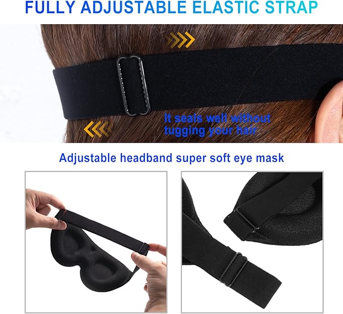 3D Sleep Mask, 100% Blackout 3D Contoured Sleep Eye Mask, Comfortable & Super Soft Sleeping Mask with Adjustable Straps for Women, Men, Sleeping Travel Yoga Naps (Colorful - Pack of 1) - Bloomnest