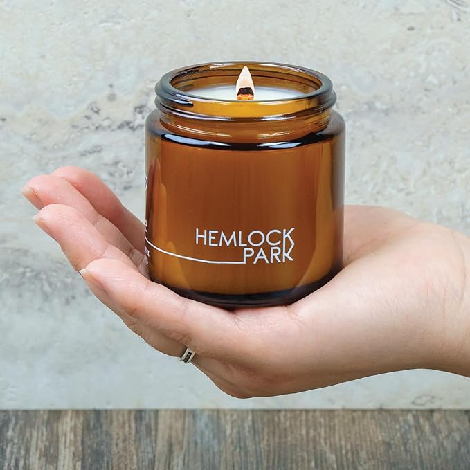 Hemlock Park Crackling Wood Wick Candle Handcrafted with Natural Coconut Wax (Small 4 oz, Frankincense) - Bloomnest