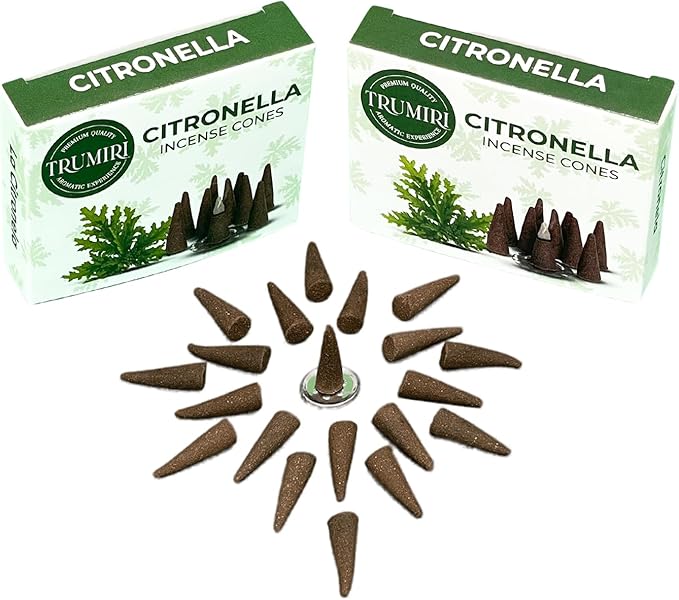 Citronella Incense - Pack of 60 Cones, 6 Packs of 10, Scented TRUMIRI