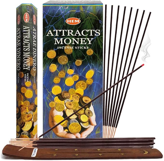 Attracts Money Incense Sticks and Incense Stick Holder Bundle Insence Insense Hem Incense Sticks TRUMIRI