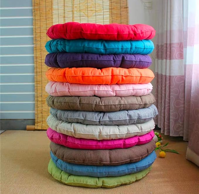 Large Linen Floor Cushions,Round Futon Pillows Japanese Style Tufted Floor Pillows Meditation Cushions for Seating On Pad for Yoga Sofa Balcony(Size:65x65cm(26x26inch),Color:Khaki) - Bloomnest