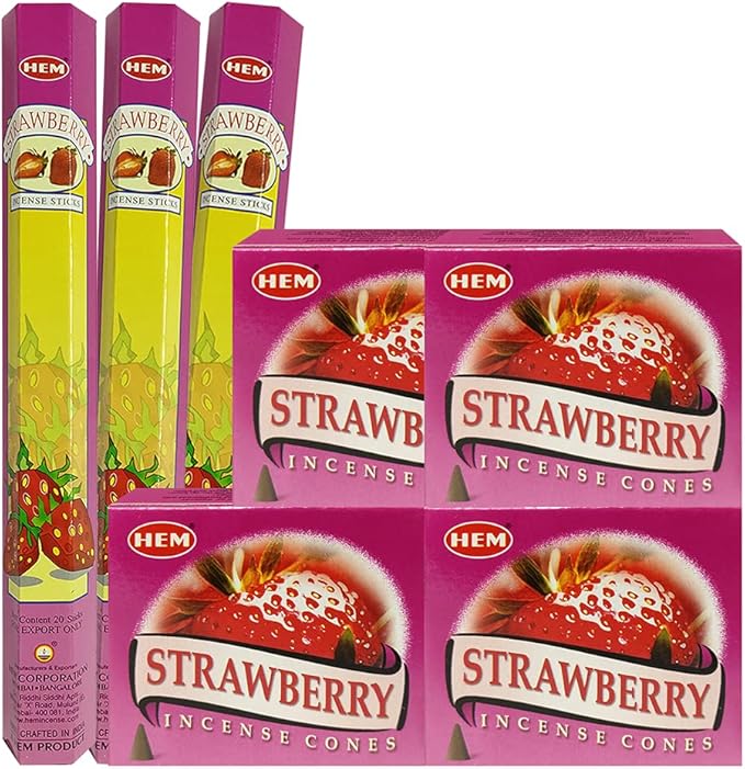 Strawberry Incense Sticks and Cone Incense Holder Variety Pack Bundle insence insense insienso TRUMIRI