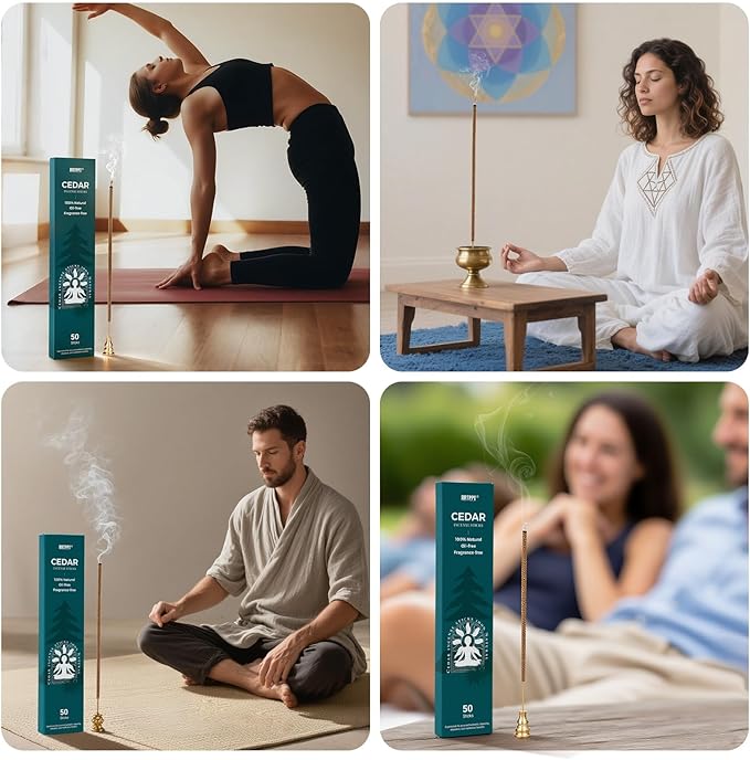 Cedar Incense Sticks (50 Sticks), 100% Natural sustainably harvested Cedar, Suitable for Yoga, Meditation, Relaxation, and Spiritual Purification RRTPPTCitronellaIncense