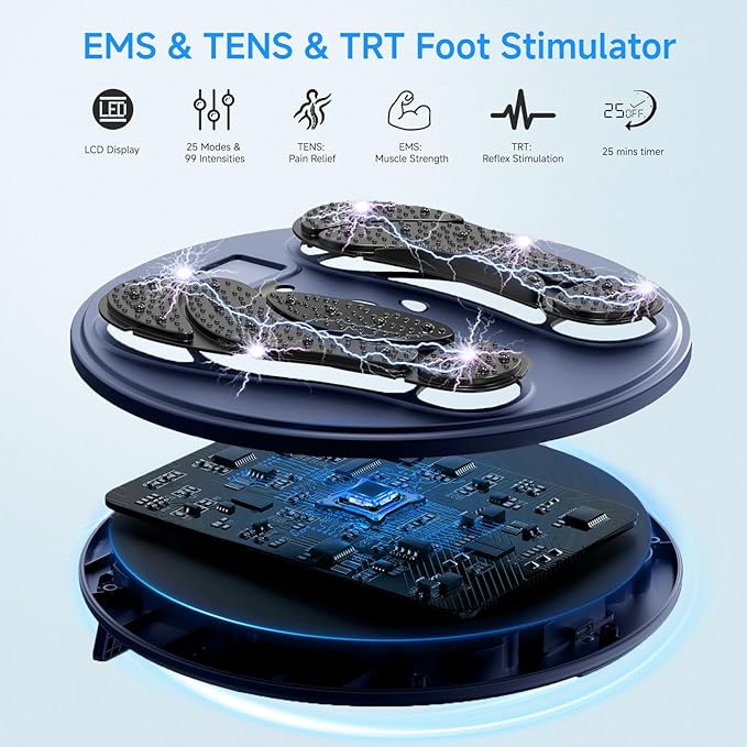 FDA Cleared - Electronic Muscle Stimulator for Neuropathy Foot Leg Massage, EMS Foot Massager for Pain Relief & Muscle Relaxation, PMS/TENS Feet Stimulator for Circulation, for Dad Mum Elder Gifts - Bloomnest