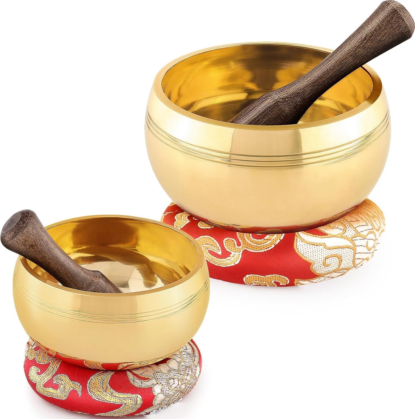 2-Pack Tibetan Singing Bowls Set - 100% Handmade in Nepal, Sound Bowl Meditation Set for Yoga, Chakra Healing, Meditation Gifts, Unique Gifts for Women