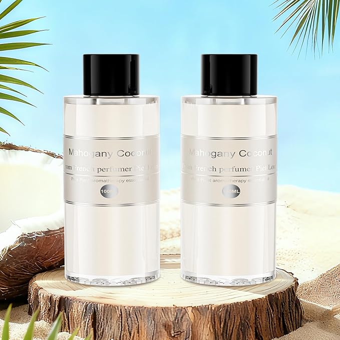 Amor Lyris 2 Packs Essential Oil Refill for Smart Car Air Freshener, 3.5OZ Car Diffuser Refill, Aromatherapy Perfume Refill (4-8 Months Use), Natural Plant Extracts, Mahogany Coconut - Bloomnest