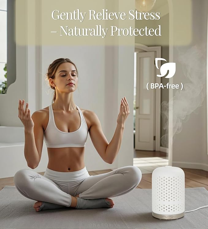 Essential Oil Diffuser – 2.4MHz Ultrasonic Aromatherapy Diffuser, Health Night Light, Timer & Auto Shut-Off, BPA-Free, 120ml Ceramic Scent Diffuser for Home,Yoga, Spa, Meditation, Hotel - Bloomnest