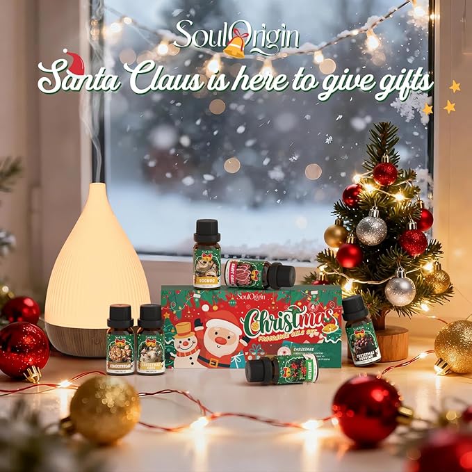 Christmas Essential Oils Set, Fragrance Oil Set for Diffuser, Scent Diffuser Oil for Candle Making-Christmas Cake, Eggnog, Candy Canes, Gingerbread, Mistletoe, Christmas Pudding - Bloomnest