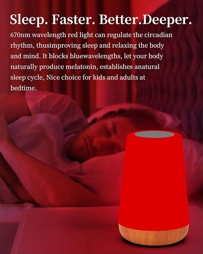 TLAOTNIY Red Light for Sleep Aid LampBlue Light Blocking Dimmable for Stress Relief Relaxation Travel Meditation and Yoga, 670nm Red Lamp (1 Pack) - Bloomnest