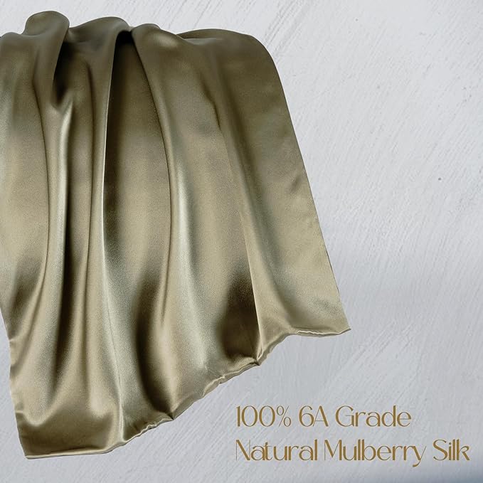 ZIMASILK 100% Pure Mulberry Silk Pillowcase for Hair and Skin Health,Soft and Smooth,Both Sides Premium Grade 6A Silk,600 Thread Count,with Hidden Zipper,1pc (Queen 20''x30'',Olive Grey) - Bloomnest