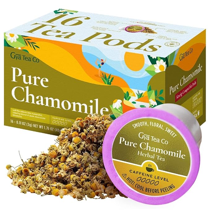 Gya Tea Co Chamomile Herbal Tea Pod (16 Count)- Decaf Wellness Tea for Body Comfort & Relaxing - Bloomnest