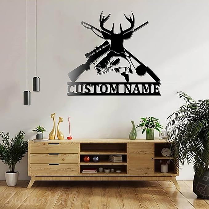 Lovely POD Personalized Hunting Metal sign, Hunting Art, Custom Hunitng And Fishing Metal Wall Art With Led Light Personalized Hunter Name Metal Wall Decor Deer Hunting Decoration Hanging for Home5 - Bloomnest