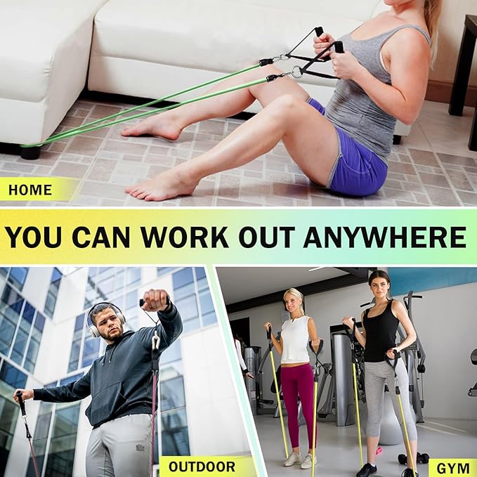 WHATAFIT Resistance Bands, Exercise Bands，Resistance Bands for Working Out, Work Out Bands with Handles for Men and Women Fitness, Strength Training Home Gym Equipment - Bloomnest