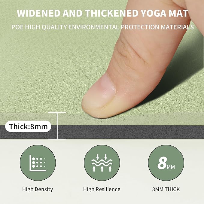 Large Yoga Mat (6'x 4') - Extra Long and Wide 72 x 48 inches, Non-Slip POE Fitness Mat, Eco-Friendly, Thick Wide Exercise Mat for Home Workouts,Ideal for Yoga and Pilates.