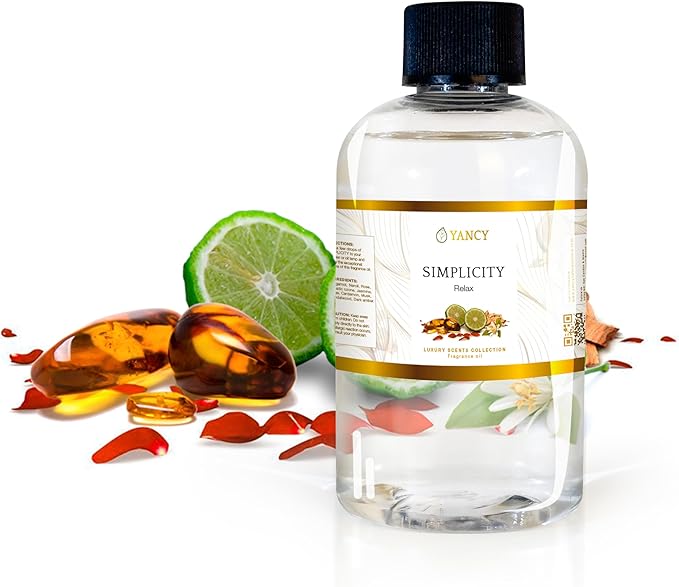 YANCY Simplicity Luxury Collection Fragrance Oil (4 oz), Clean Minimalist Aroma, Ideal for Diffusers, Oil Burners & Aroma Lamps, Light Fragrance for a Calm, Clear Space YancySpa