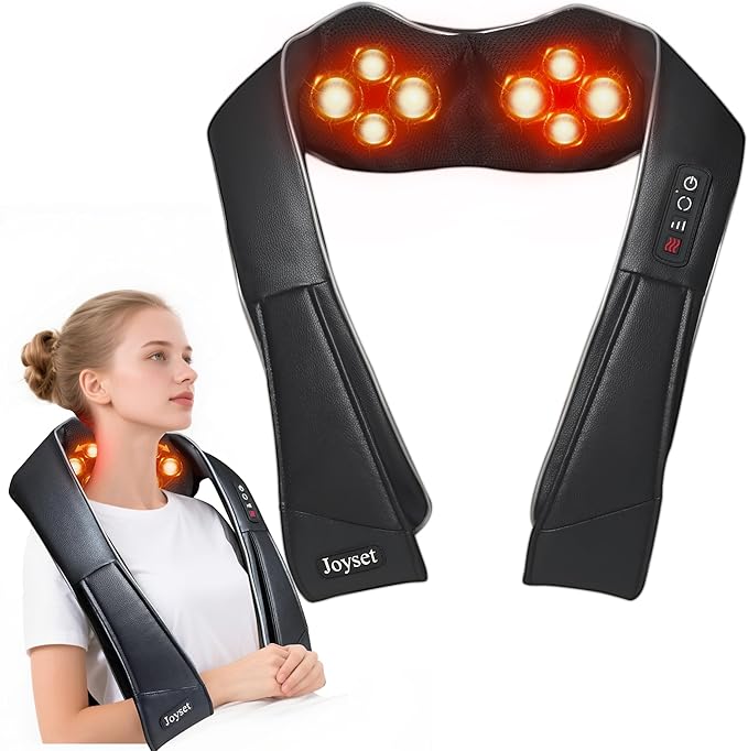 Joyset Neck Massager for Pain Relief Deep Tissue with Heat,Shiatsu Neck and Back Massager 4D Deep Kneading Massage for Shoulder,Gifts for Women Men Mom Dad Friend - Bloomnest