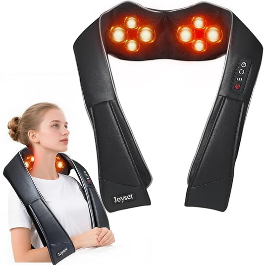 Joyset Neck Massager for Pain Relief Deep Tissue with Heat,Shiatsu Neck and Back Massager 4D Deep Kneading Massage for Shoulder,Gifts for Women Men Mom Dad Friend - Bloomnest