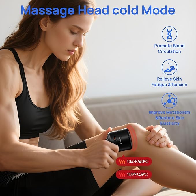 Massage Gun Head with Heat and Cold,Relief Muscle Pain Massage Gun Accessories,Deep Tissue Sports and Fitness Massager Heads,Rechargeable Massager Head,2025 Gifts for Man&Women - Bloomnest