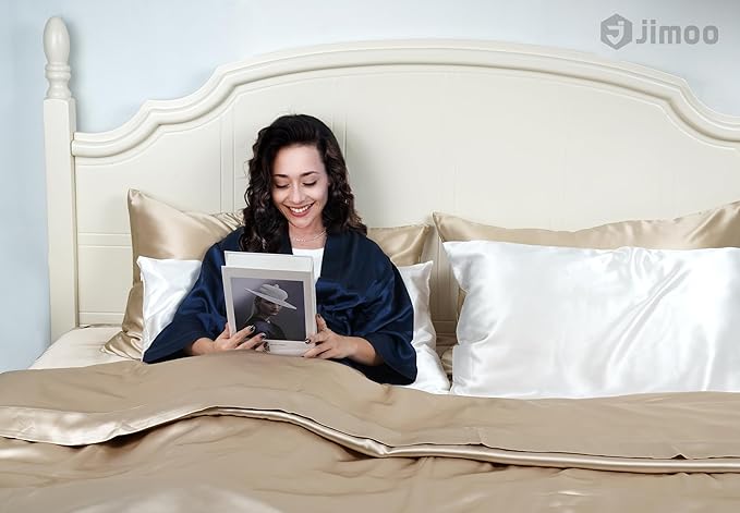 100% Mulberry Silk Pillowcase for Hair and Skin, 22 Momme Pure Natural Silk Pillow Case Both Sided with Zipper, Pillow Cover for Women Mom Men (Beige, Standard 20''×26'', 1 Pack) - Bloomnest