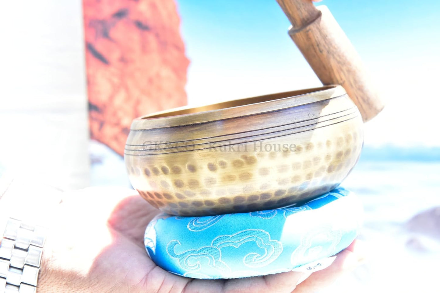 4 Inch Authentic Hand Beaten with Healing Mantra Engravings, Meditation Sound Bowl and Wooden Striker Handcrafted in Nepal, Yoga, Chakra Balancing,Healing, and Mindfulness
