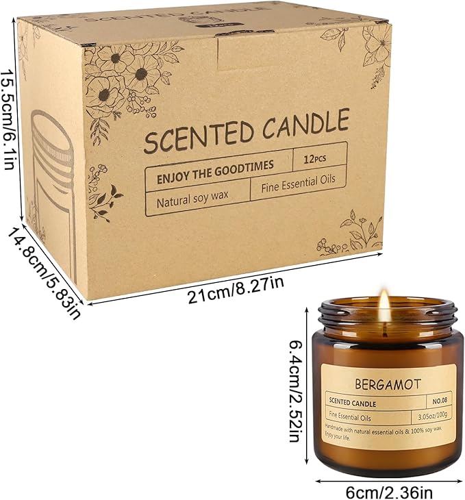 12 Pcs Scented Candles with Added Natural Essential Oils, 3.05oz, Suitable for Various Festivals, Parties, Yoga, and Home Scene. - Bloomnest