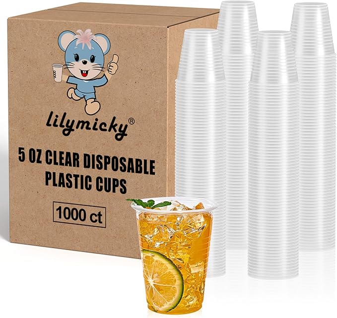 Lilymicky 1000 PACK 5 oz Clear Plastic Cups, Small Disposable Drinking Cups, 5 Ounce Clear Beverage Tumbler for Tasting, Drinking, and Party - Bloomnest