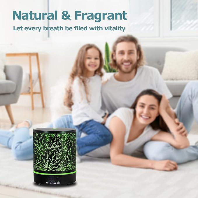 Essential Oil Diffuser Metal Aromatherapy Oil Diffusers for Large Room,Maple Leaf Pattern Ultrasonic Cool Mist Diffuser with Waterless Auto Shut-Off Protection,for Home Office,300ML - Bloomnest