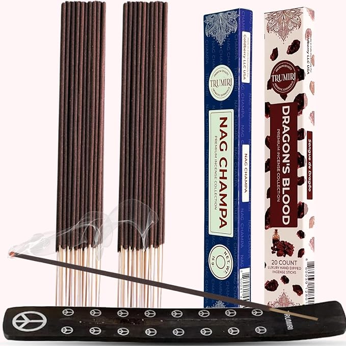 Trumiri Incense Sticks - Combo Pack of 35 Insence-Sticks - 15 Nag Champa + 20 Dragons Blood - Insenses - Insents - Incents - Inscense - Incence - Incienso - All Natural Incense Sticks TRUMIRI