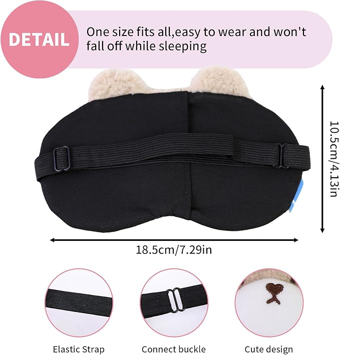 Cute Sleep Eye Masks for Kids, Kawaii Cartoon Kids Sleeping Mask for Women Boys Girls Teens, Soft Plush Adjustable Eyeshade Silk Travel Nap Eye Cover, Blue Bear - Bloomnest
