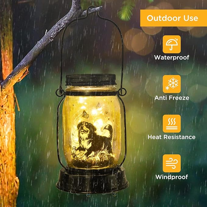 Bernese Mountain Dog Gifts for Women/Men Bernese Mountain Solar Lanterns Birthday Dog Lovers Lantern Pet Loss Dog Memorial Lights Solar Garden Decoration for Yard, Patio,Backyard,Porch Torches Light - Bloomnest