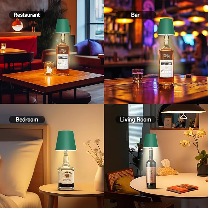2025 New Wireless Bottle Lamp - LED Bottle Lights for Liquor & Wine Bottles, Cordless Lampshade, Whiskey Bottle Top Light, Bottle Stopper Night Light Kit, Rechargeable 3-Tone Touch-Dimmable - Bloomnest
