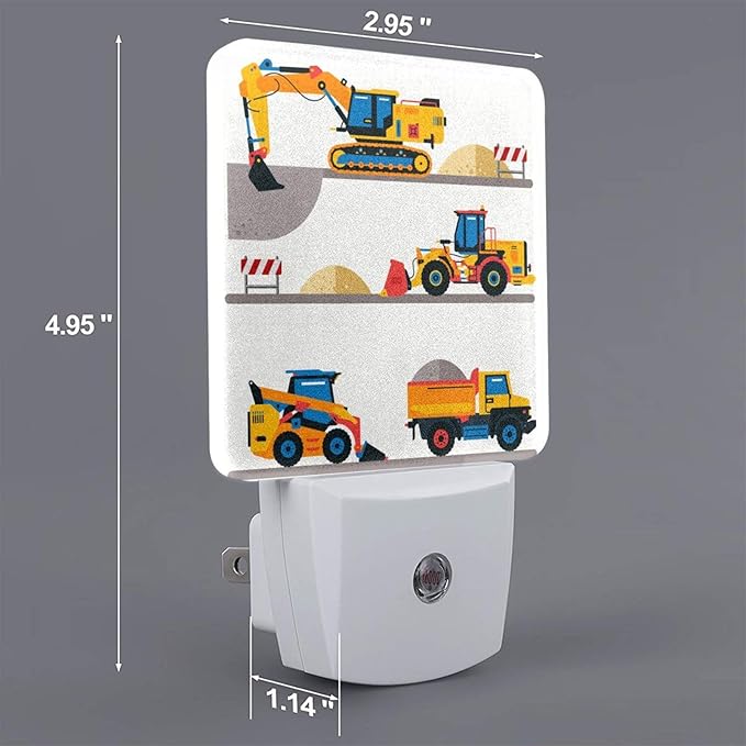 Led Night Light, Construction Car Decorative Plug in Nightlights,with Smart Auto Dusk to Dawn Night Light for Bedroom, Kitchen, Nursery, Bathroom - Bloomnest