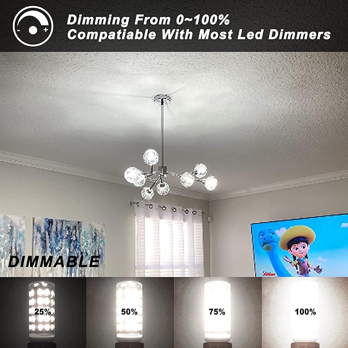 Dimmable E12 C7 5000k Daylight White Candelabra Led Light Bulbs 4W, E12 Kx-2000 25W-40W Halogen Equivalent, T6 Small Base 120V E12 Led Bulbs for Ceiling Fan Light Salt Lamp,450 lm(5Pack) - Bloomnest