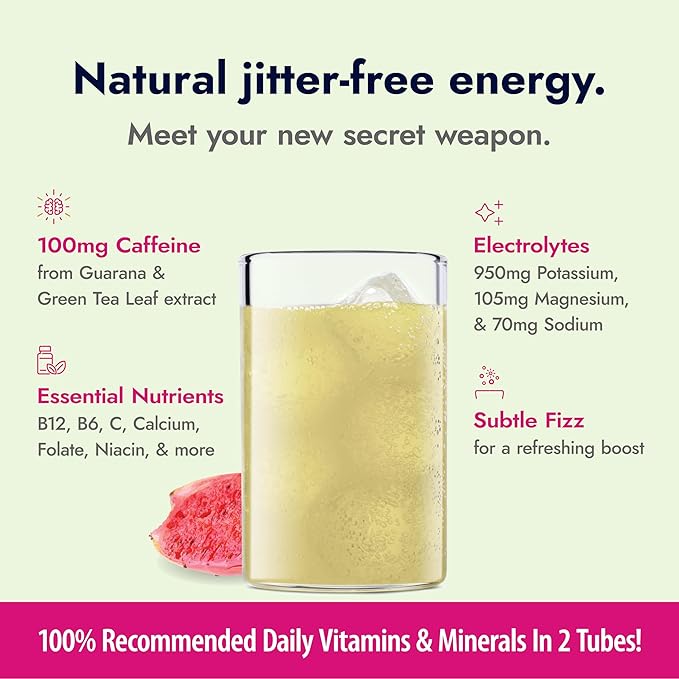 Zipfizz Daily Energy Drink Powder, Prickly Pear, 20 Pack | 3-in-1 Sustained Energy, Rapid Hydration, and Essential Vitamins | Sugar-Free | Electrolyte Powder | Contains Vitamin B-12 & Antioxidants - Bloomnest