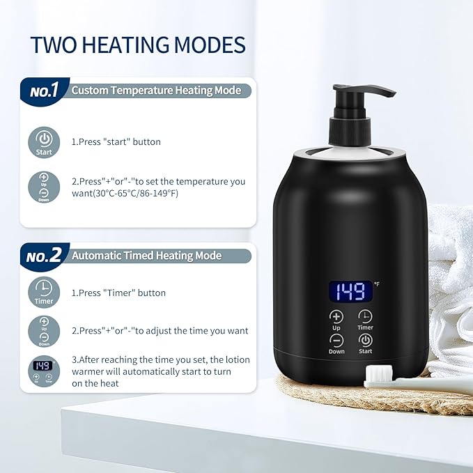 Massage Oil Warmer with Gua Sha Roller Set, Yofuly Professional Oil Warmer for Massage with Two Dispenser Bottles, Portable Electric Temperature Control Lotion Digital Heater for Spa, Black - Bloomnest