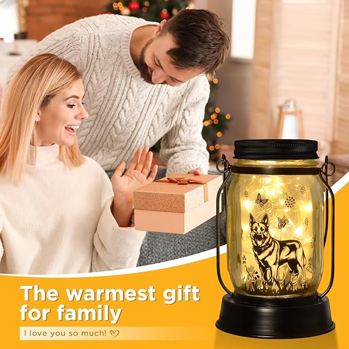 German Shepherd Gifts for Women/Men, German Shepherd Solar Lanterns Dog Mom Birthday, Dog Lovers Lantern, Pet loss Pet Memorial Lights, Solar Garden Decoration Outside for Yard, Patio,Backyard,Porch - Bloomnest