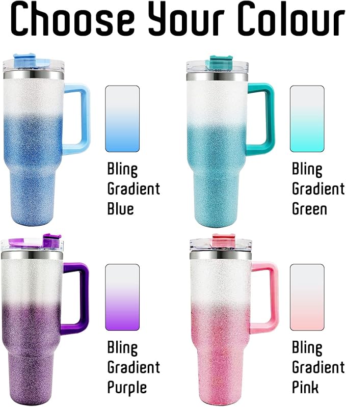 Personalized Tumblers with Names, Custom 40oz Insulated Stainless Steel Travel Mug Coffee Cups with Handle and Straw Lid, Personalized Gifts for Birthday Anniversary Women Men Him Her - Bloomnest