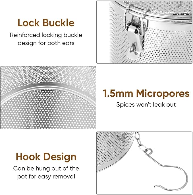 Stainless Steel Seasoning Strainer | Large Capacity Tea Mesh Tea Infuser Strainer with Extended Chain for Cooking Seasoning Filter - Bloomnest