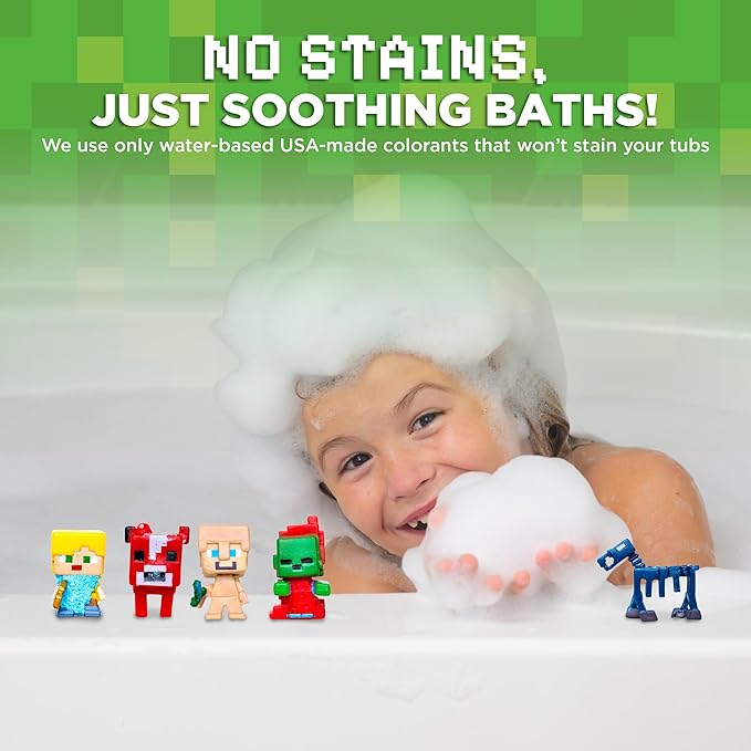 TNT Creeper Bath Bomb for Kids with Block Builder Surprise Figure Inside (1 Pack) – Large Fizzy Bubble Mine Bomb for Boys & Girls – Fruity Scent, Skin-Safe, Made in USA - by Two Sisters - Bloomnest
