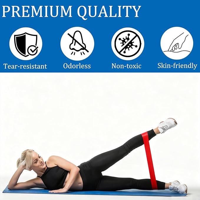 7 Pack Elastic Resistance Bands Set, Multi-Colored Workout Bands, Different Levels Exercise Band for Indoor and Outdoor Workouts, Glute and Leg Strength Training, Pilates and Yoga Practice - Bloomnest