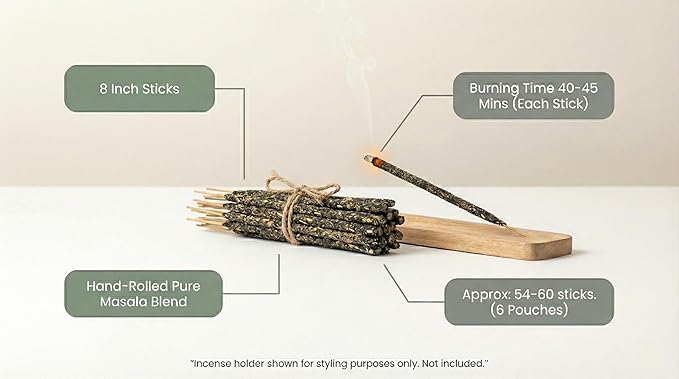 Satya Smudge Incense Stick – Hand-Rolled Indian Masala Incense for Meditation, Yoga & Spiritual Cleansing Pack of 6 (Smudge Sandalwood) Satya