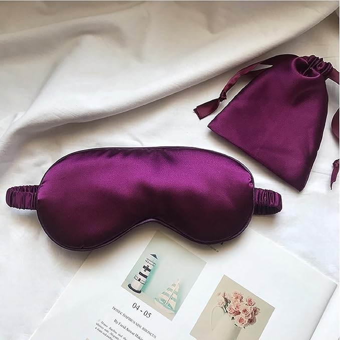 Silk Satin Sleeping Eye Mask, Dark Purple Sleep Eye Mask Night Blindfold for Women and Men, Soft Breathable Blackout Eyeshade Eye Cover for Travel, Wedding Bridesmaid Gift - Bloomnest
