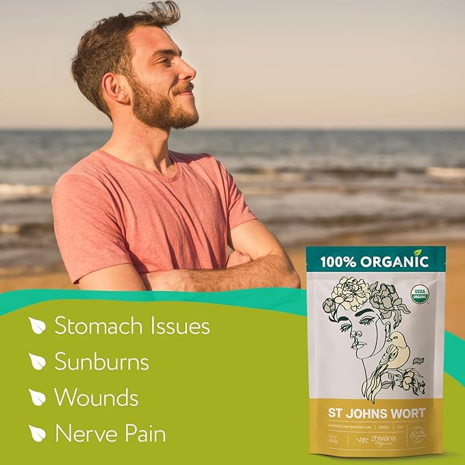 Organic St Johns Wort Tea (10 oz.) – 100% Pure Dried Saint John’s Wort Herb – Te de Hierba de San Juan Organica - Bloomnest